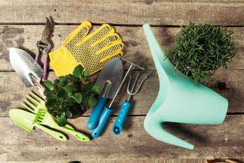 Organised landscaping work area with safe waste collection