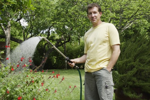Garden bed preparation with mulch and structured planting in Gipsyhill